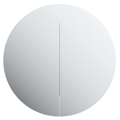 vidaXL Bathroom Cabinet with Round Mirror&LED White 15.7"x15.7"x6.9"