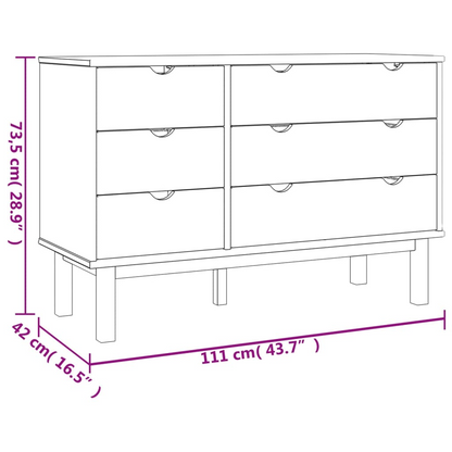 vidaXL Drawer Cabinet OTTABrown&White 43.7"x16.5"x28.9" Solid Wood Pine