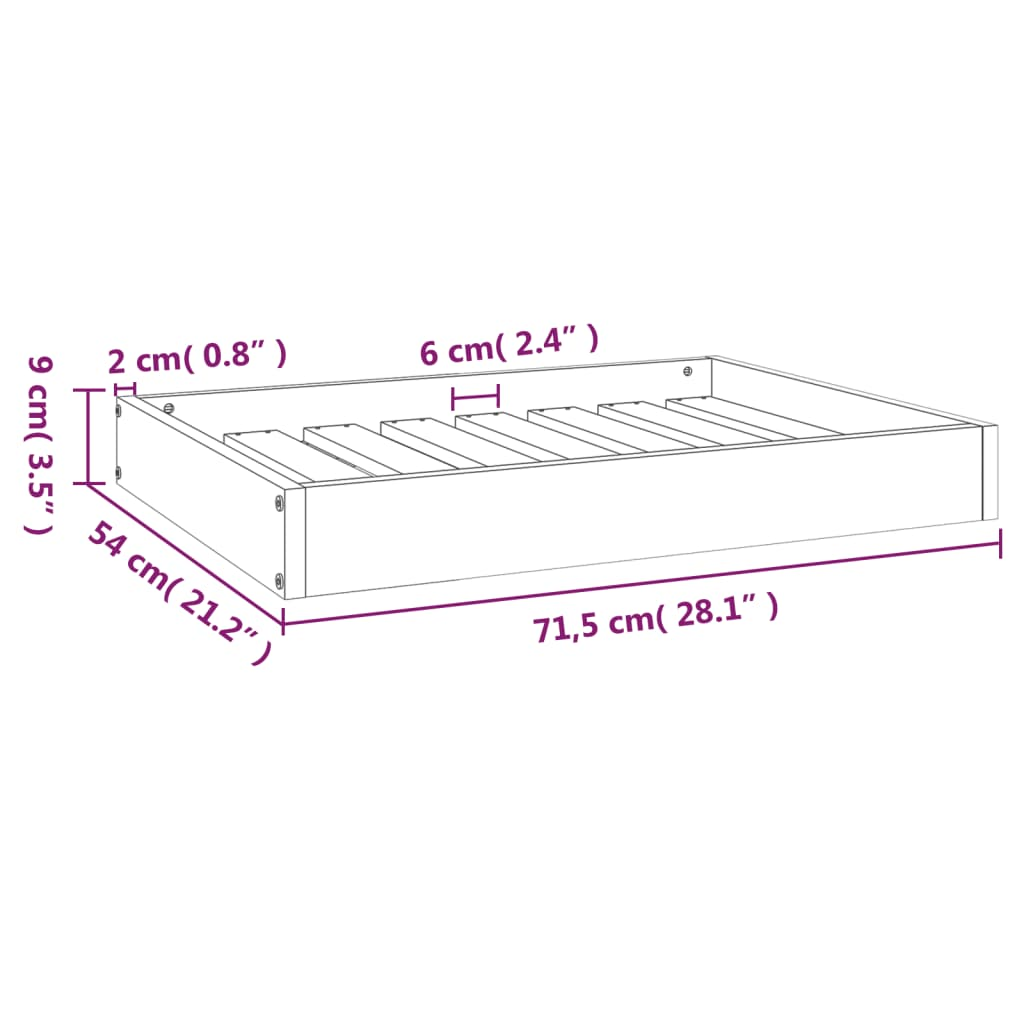 vidaXL Dog Bed 28.1"x21.3"x3.5" Solid Wood Pine