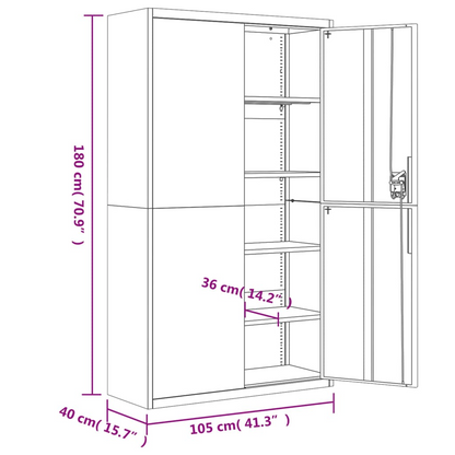 vidaXL File Cabinet Black 41.3"x15.7"x70.9" Steel