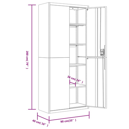 vidaXL File Cabinet Light Gray 35.4"x15.7"x78.7" Steel