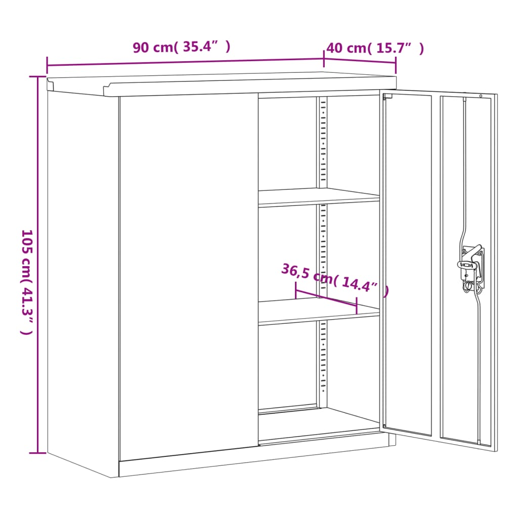 vidaXL File Cabinet Black 35.4"x15.7"x41.3" Steel