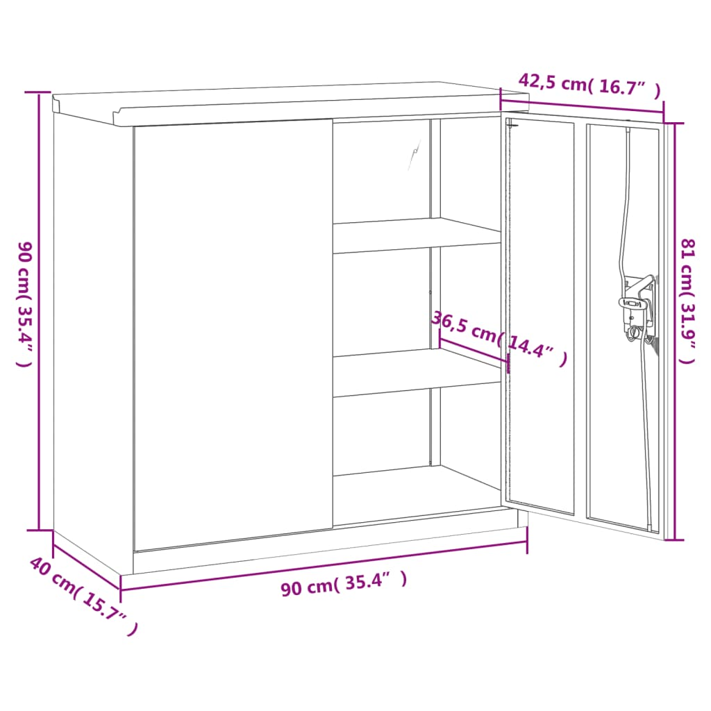 vidaXL File Cabinet Black 35.4"x15.7"x35.4" Steel