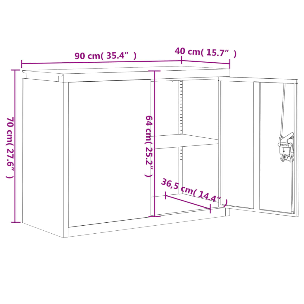 vidaXL File Cabinet Light Gray 35.4"x15.7"x27.6" Steel