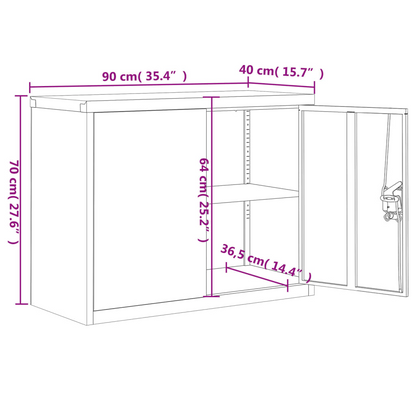 vidaXL File Cabinet Light Gray 35.4"x15.7"x27.6" Steel