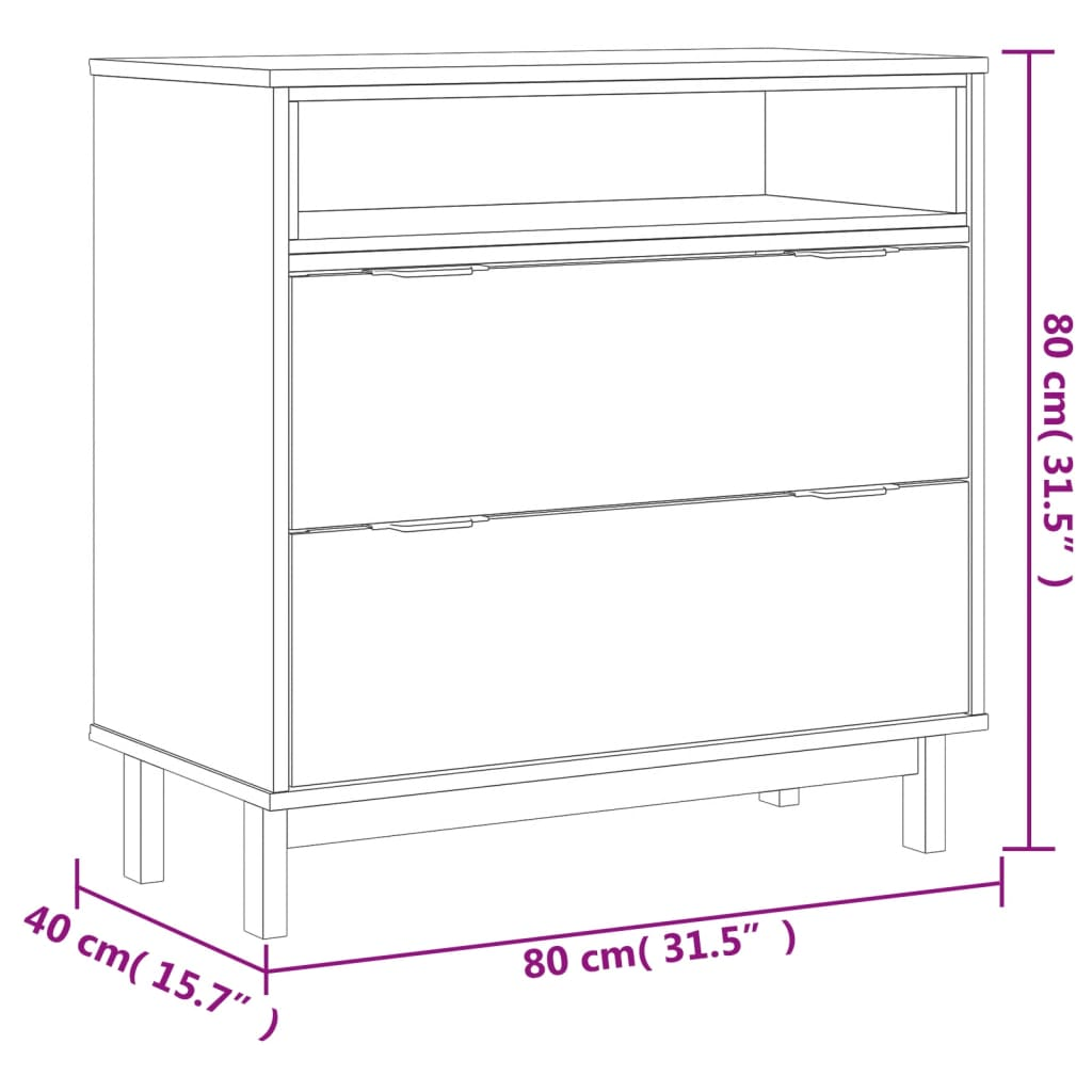 vidaXL Drawer Cabinet FLAM 31.5"x15.7"x31.5" Solid Wood Pine