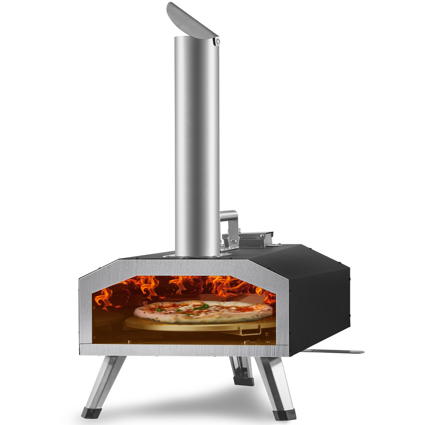 VEVOR Multi-fuel Outdoor Pizza Oven, 12 inch Wood Fired & Gas Pizza Maker with Rotating Pizza Stone, Propane Pellet Dual Fuel Pizza Grill for Backyard, Portable Pizza Ovens for Outside, CSF Certified