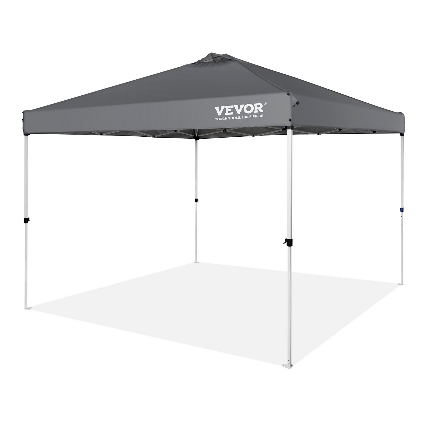 VEVOR Pop Up Canopy Tent, 10 x 10 ft, 250 D PU Silver Coated Tarp, with Portable Roller Bag and 4 Sandbags, Waterproof and Sun Shelter Gazebo for Outdoor Party, Camping, Commercial Events, Dark Gray