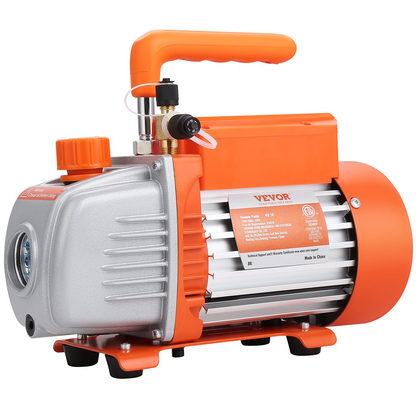 VEVOR 1/5 HP Single Stage Vacuum Pump, 3.5 CFM, 120V AC Air Conditioning Conditioner Vacuum Pump, 1/4" SAE Male 1/2" ACME Male Inlet, for HVAC Repair, Refrigeration Maintenance, Resin Degassing