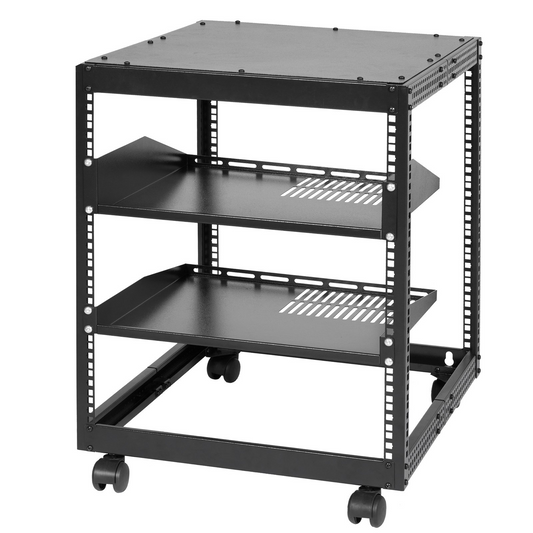 VEVOR 12U Open Frame Server Rack, 15''-40'' Adjustable Depth, Free Standing or Wall Mount Network Server Rack, 4 Post AV Rack with Casters, Holds All Your Networking IT Equipment AV Gear Router Modem