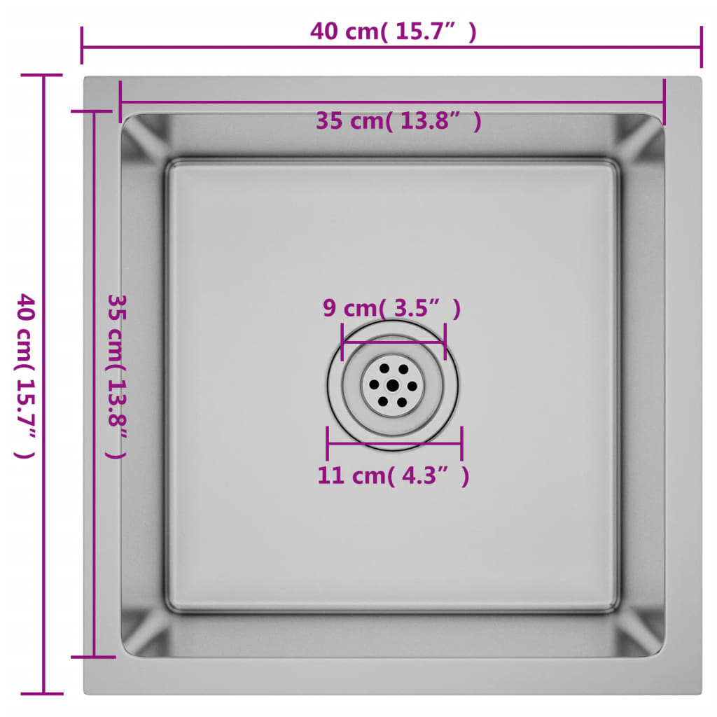 vidaXL Handmade Kitchen Sink Stainless Steel