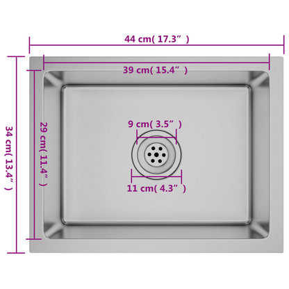 vidaXL Handmade Kitchen Sink Stainless Steel