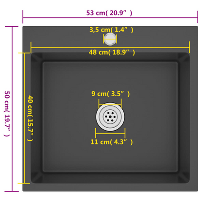 vidaXL Handmade Kitchen Sink Black Stainless Steel