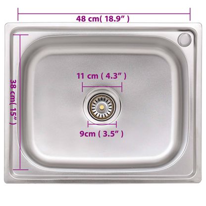 vidaXL Camping Sink Single Basin Stainless Steel