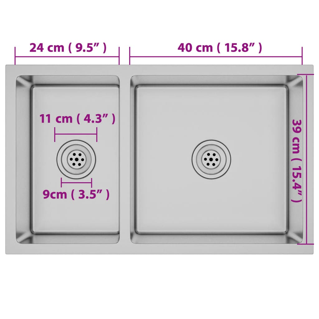 vidaXL Kitchen Sink Stainless Steel