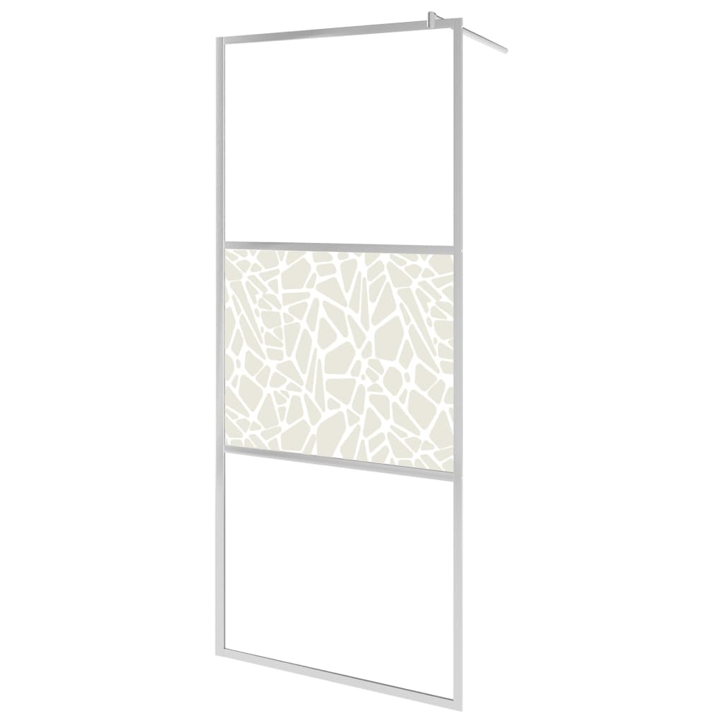 vidaXL Walk-in Shower Wall ESG Glass with Stone Design 35.4"x76.8"