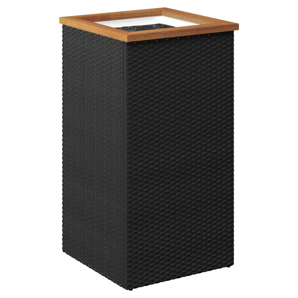 vidaXL Planter Black 15.7"x15.7"x31.5" Poly Rattan