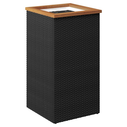 vidaXL Planter Black 15.7"x15.7"x31.5" Poly Rattan