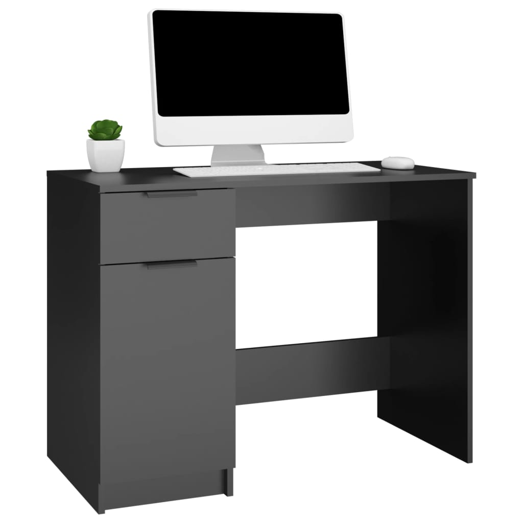 vidaXL Desk Black 39.4"x19.7"x29.5" Engineered Wood