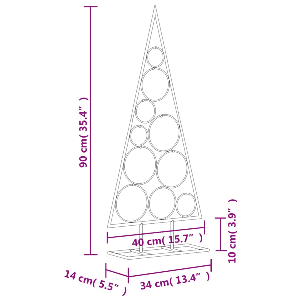 vidaXL Metal Christmas Tree for Decoration Black 35.4"