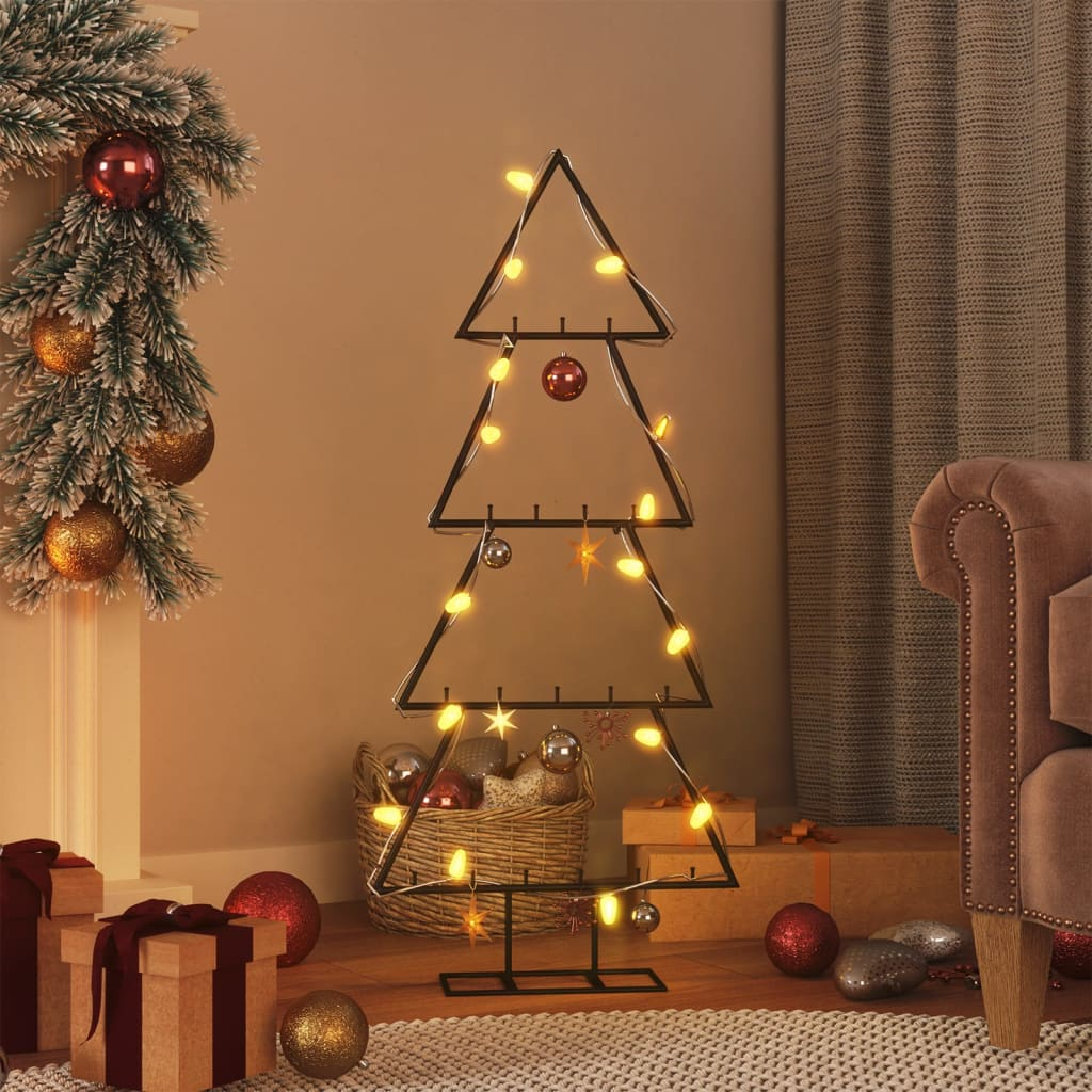 vidaXL Metal Christmas Tree for Decoration Black 35.4"