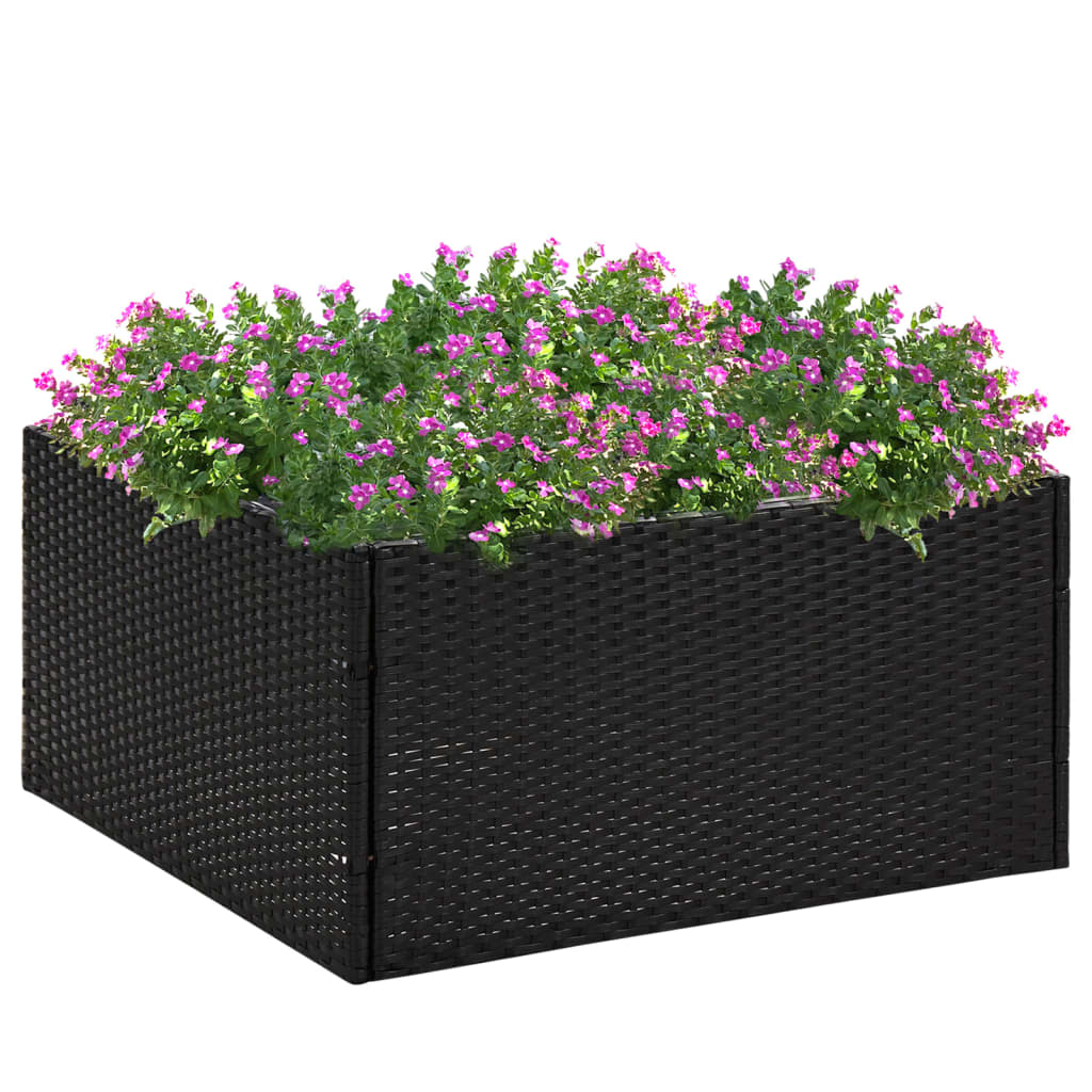 vidaXL Garden Planter Black 31.5"x31.5"x15.7" Poly Rattan