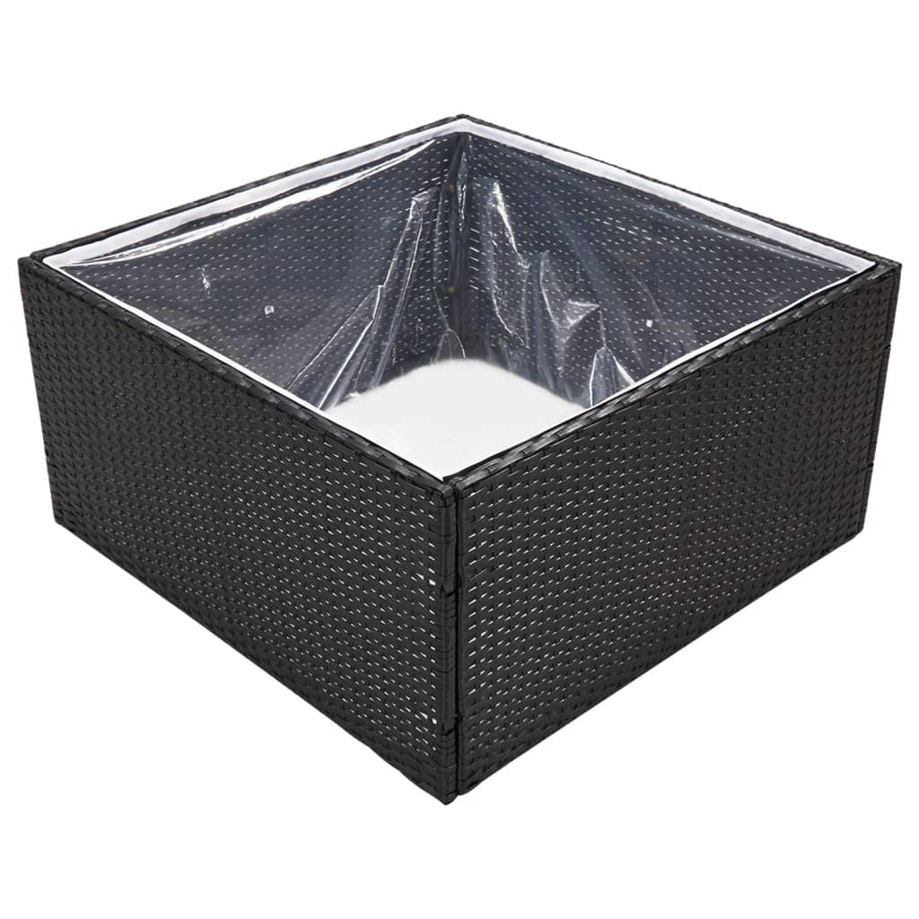 vidaXL Garden Planter Black 31.5"x31.5"x15.7" Poly Rattan