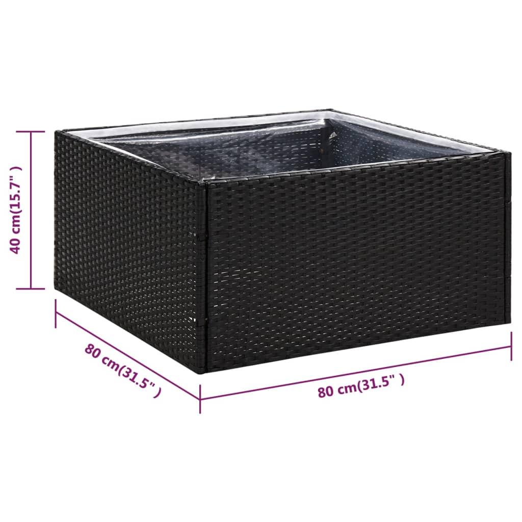 vidaXL Garden Planter Black 31.5"x31.5"x15.7" Poly Rattan