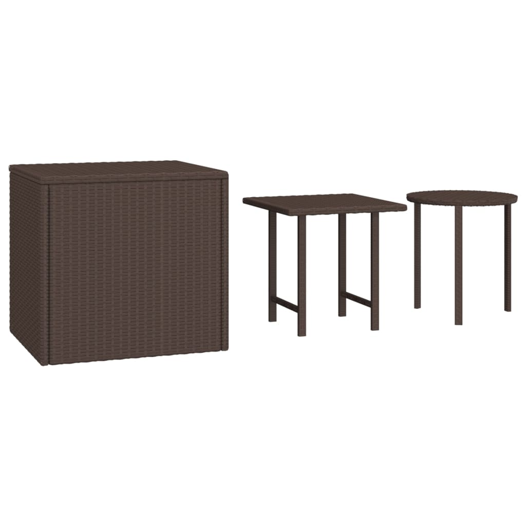 vidaXL Side Tables 3 pcs Brown Poly Rattan