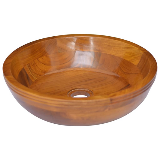 vidaXL Basin Solid Wood Teak Φ15.7"x3.9"