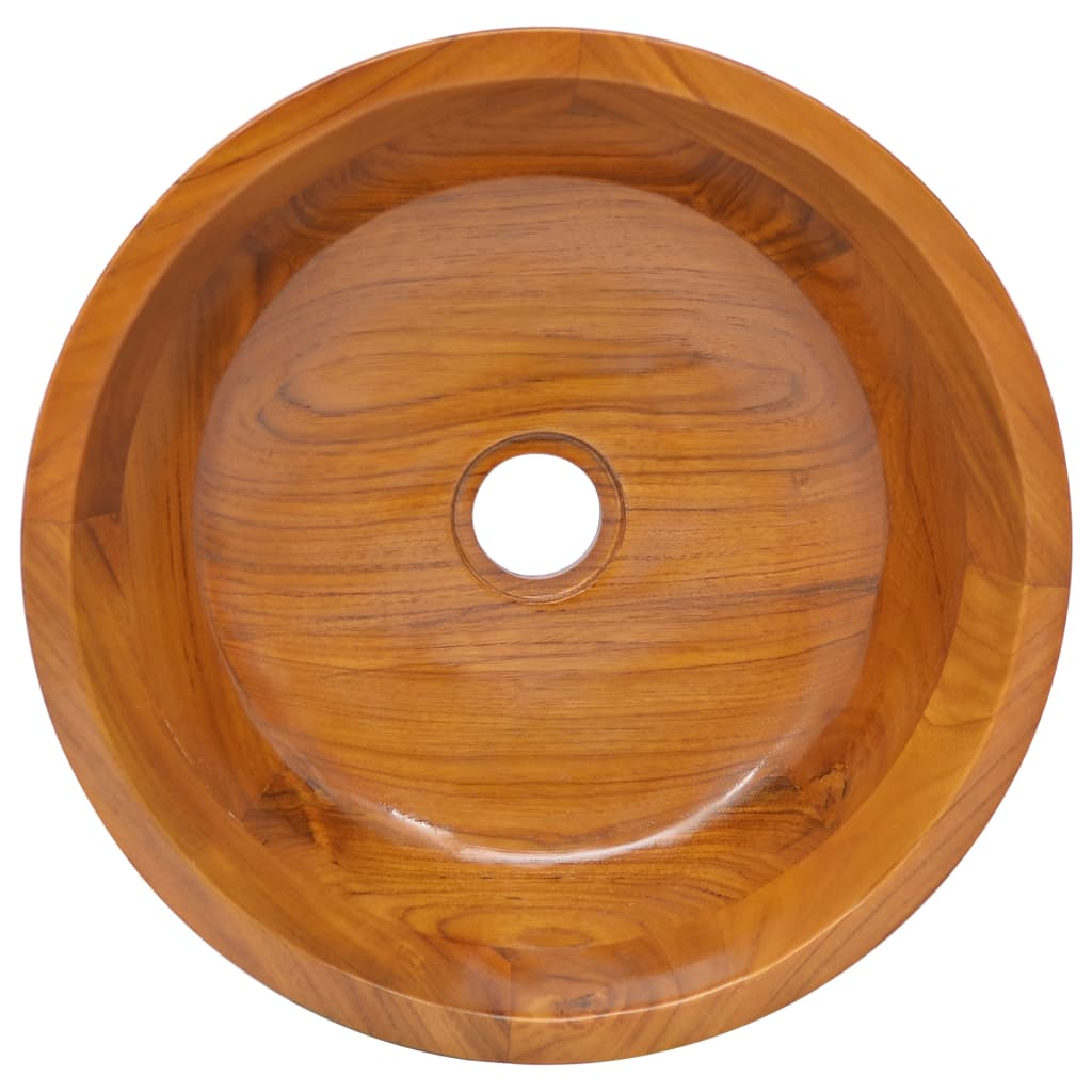 vidaXL Basin Solid Wood Teak Φ15.7"x3.9"