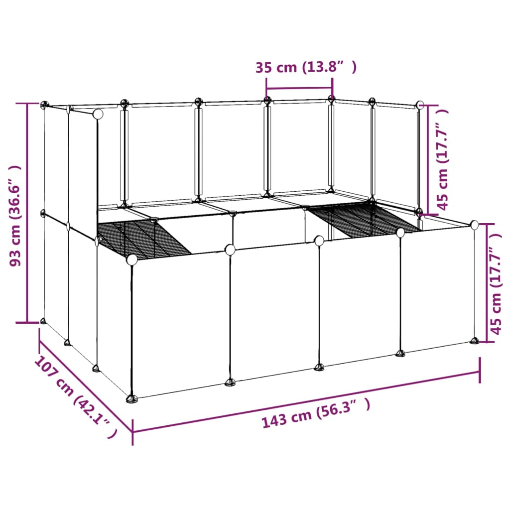 vidaXL Small Animal Cage Transparent 56.3"x42.1"x36.6" PP and Steel