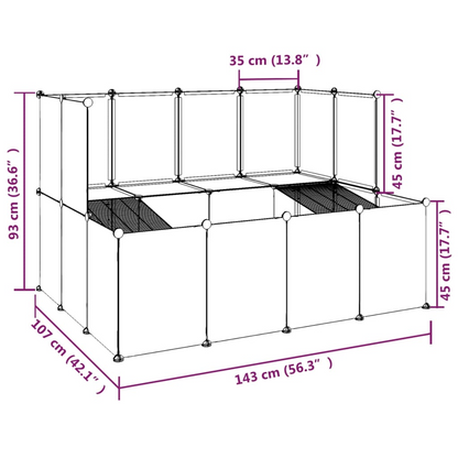 vidaXL Small Animal Cage Transparent 56.3"x42.1"x36.6" PP and Steel