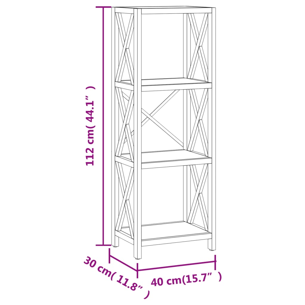 vidaXL 4-Tier Shelf 6.7"x11.8"x44.1" Solid Wood Oak