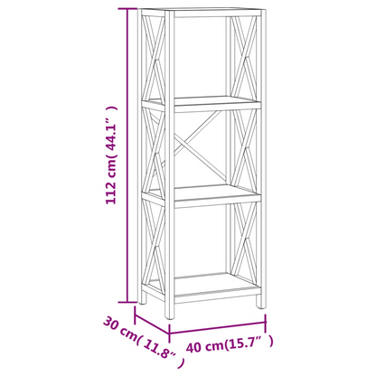 vidaXL 4-Tier Shelf 6.7"x11.8"x44.1" Solid Wood Oak