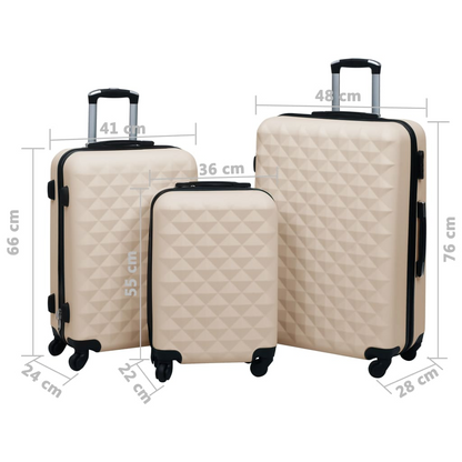 vidaXL Hardcase Trolley Set 3 pcs Gold ABS