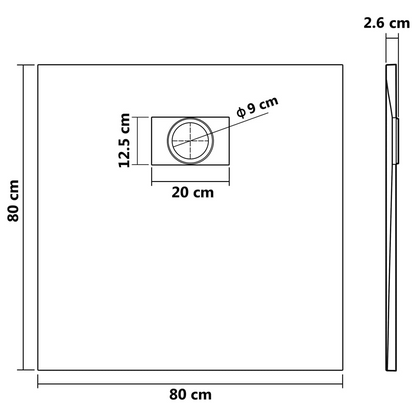 vidaXL Shower Base Tray SMC Gray 31.5"x31.5"