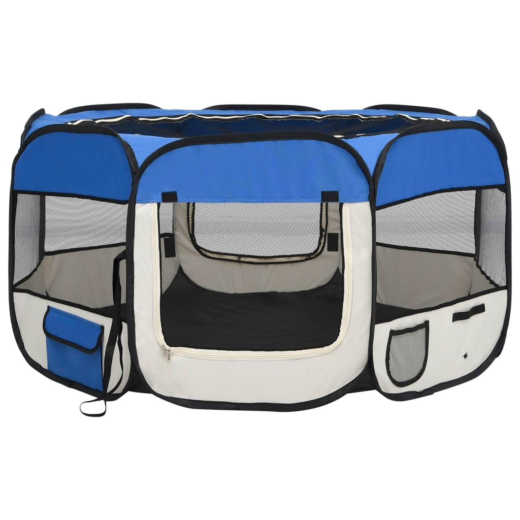 vidaXL Foldable Dog Playpen with Carrying Bag Blue 49.2"x49.2"x24"