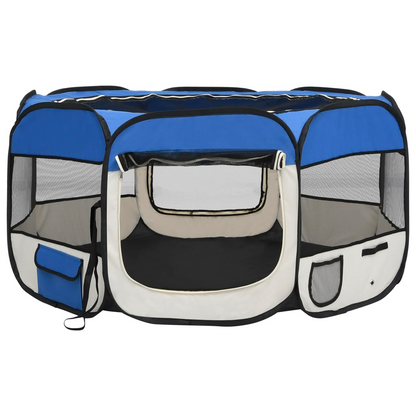 vidaXL Foldable Dog Playpen with Carrying Bag Blue 49.2"x49.2"x24"