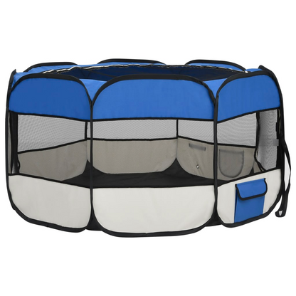 vidaXL Foldable Dog Playpen with Carrying Bag Blue 49.2"x49.2"x24"