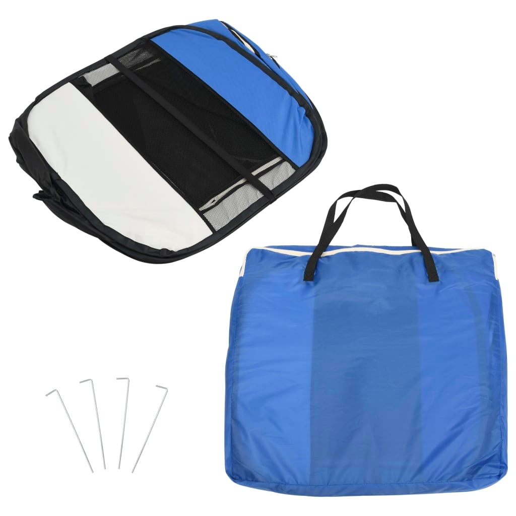 vidaXL Foldable Dog Playpen with Carrying Bag Blue 49.2"x49.2"x24"