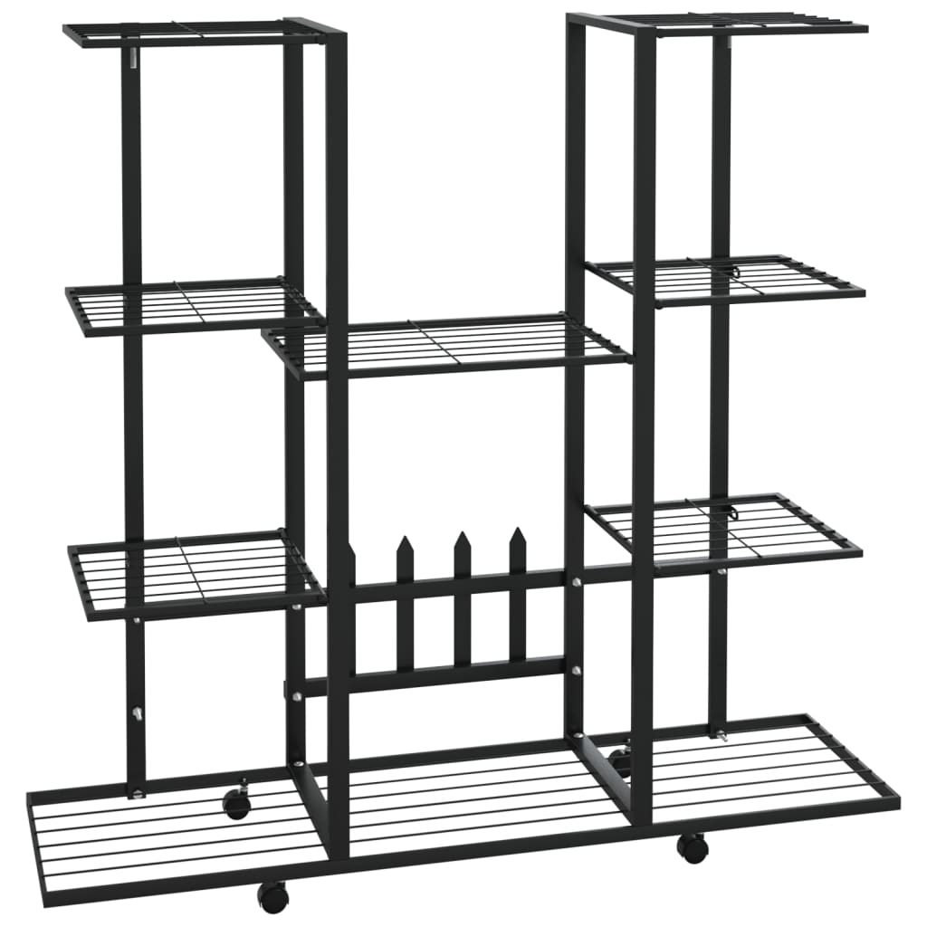 vidaXL Flower Stand with Wheels 37.2"x9.6"x36" Black Iron