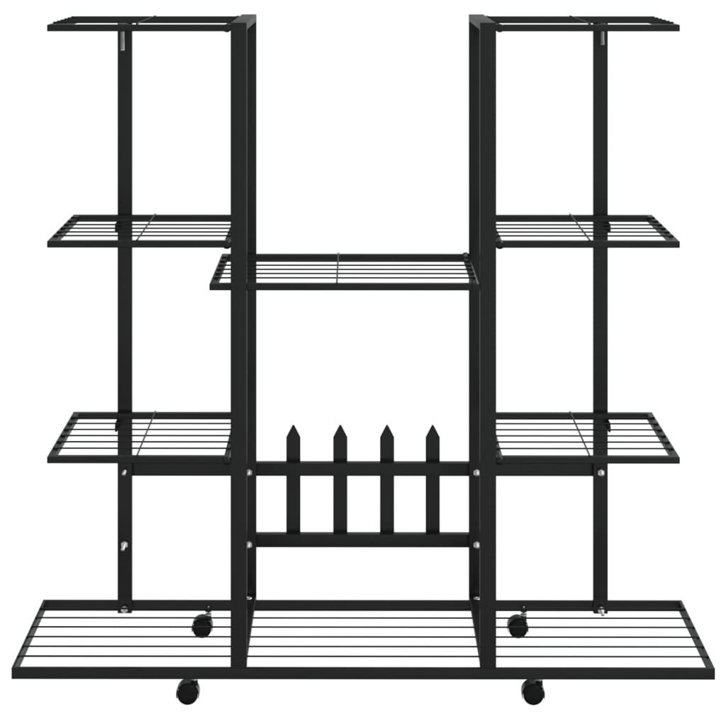 vidaXL Flower Stand with Wheels 37.2"x9.6"x36" Black Iron