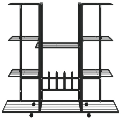 vidaXL Flower Stand with Wheels 37.2"x9.6"x36" Black Iron