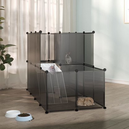 vidaXL Small Animal Cage Black 55.9"x29.1"x36.6" PP and Steel