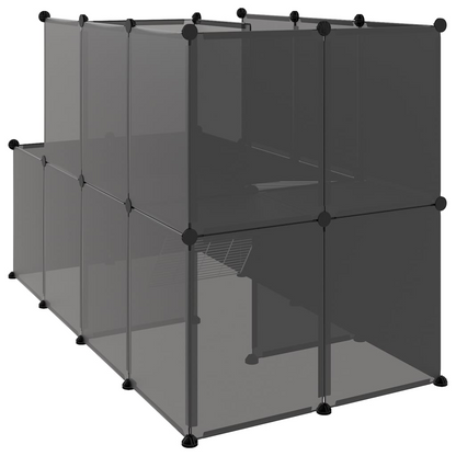 vidaXL Small Animal Cage Black 55.9"x29.1"x36.6" PP and Steel