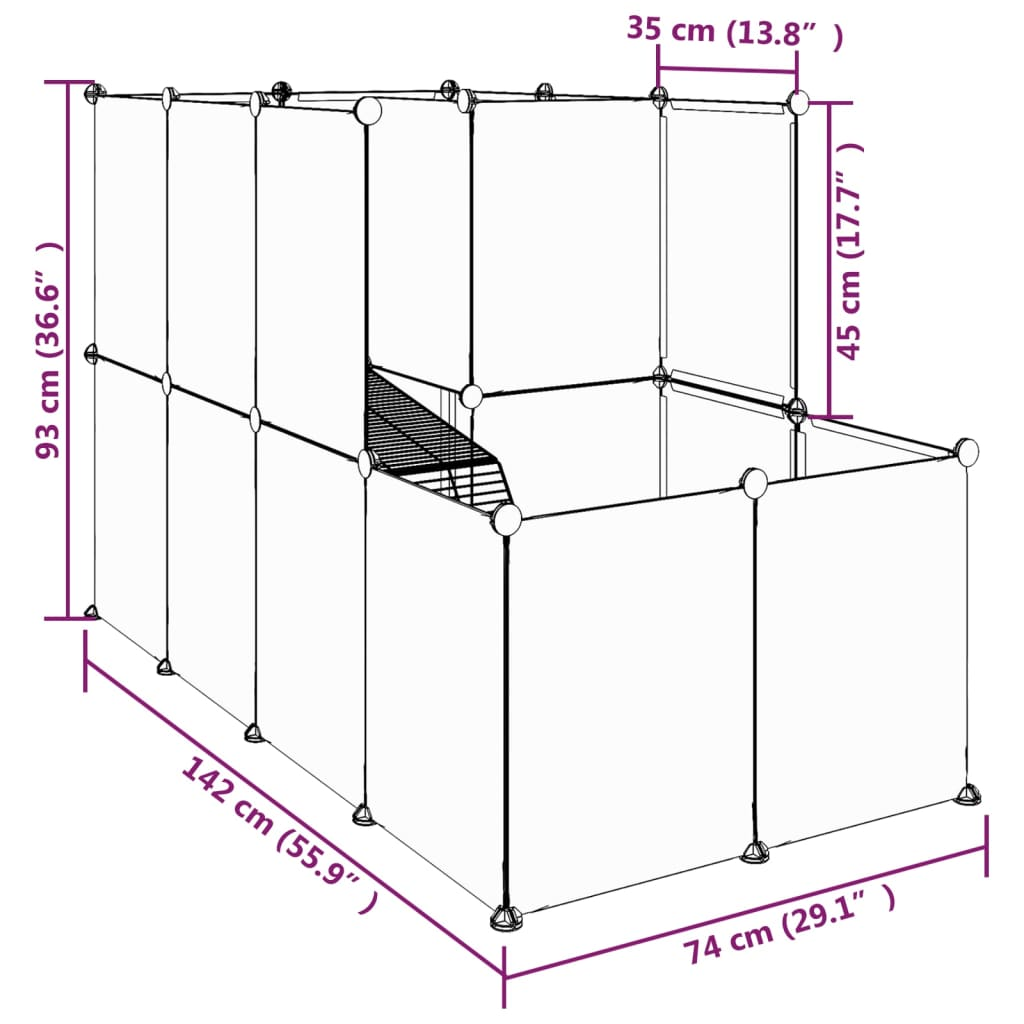 vidaXL Small Animal Cage Black 55.9"x29.1"x36.6" PP and Steel