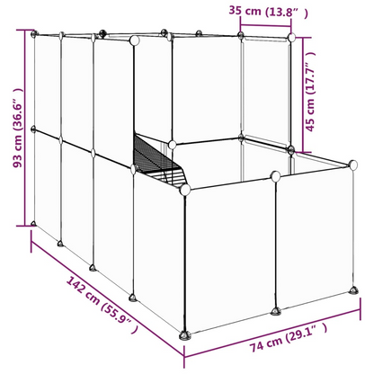 vidaXL Small Animal Cage Black 55.9"x29.1"x36.6" PP and Steel