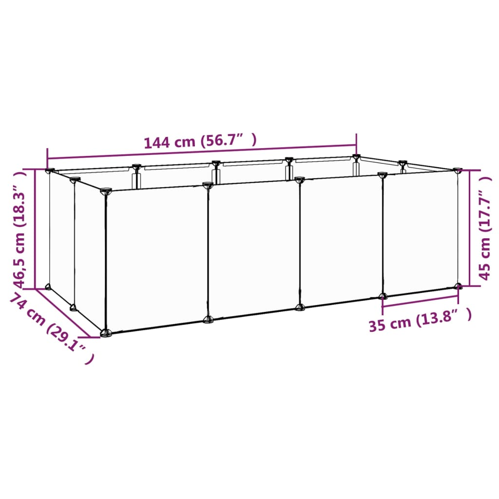 vidaXL Small Animal Cage Black 56.7"x29.1"x18.3" PP and Steel