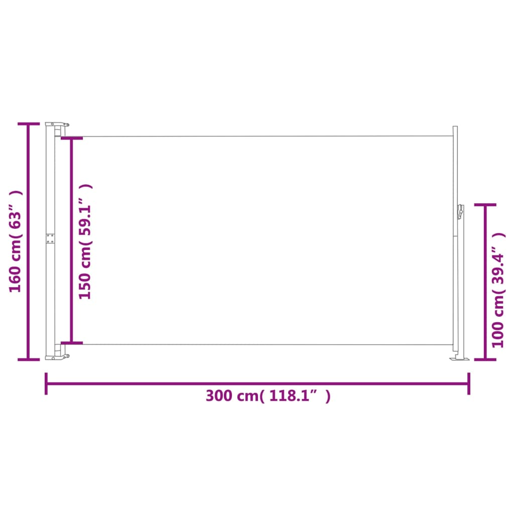 Patio Retractable Side Awning 63"x118" Gray